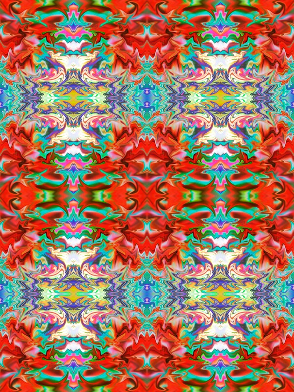 Cactus Bloom _ 00034A_ Red Teal, art licensing, endless wall covering art pattern